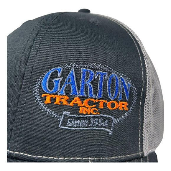Garton Tractor Inc Logo Trucker Hat Snapback Richardson Style T12 Black Gray - Picture 7 of 11